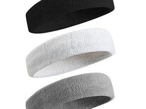BEACE Sweatbands Sports Headband for Men & Women - Moisture Wicking Athletic Cotton Terry Cloth Sweatband for Tennis
