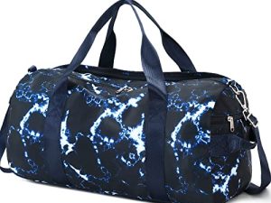 Duffle Bag for Women Gym Sports Girls Workout Travel Bag Weekender with Shoe Compartment and Wet Pocket (Tie-dyed Blue and Black)