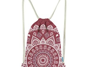Miomao Drawstring Backpack Mandala Style String Bag Canvas Beach Sport Daypack