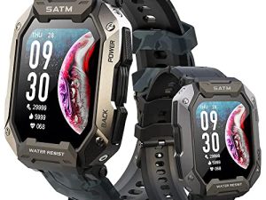 Smart Watch All-Day Activity Fitness Tracker IP68 Waterproof Tactical Military Outdoor Sports Smartwatches with Health and Exercise Monitor for iPhone and Android Phones