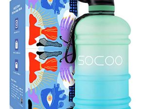 SOXCOXO Half Gallon 64oz Water Bottle With Straw Lid Strap and Holder Bpa free Leakproof Great For Kids Woman Man Large Water Jug For School Sports Gym Running Fitness Outdoor(Gradient)