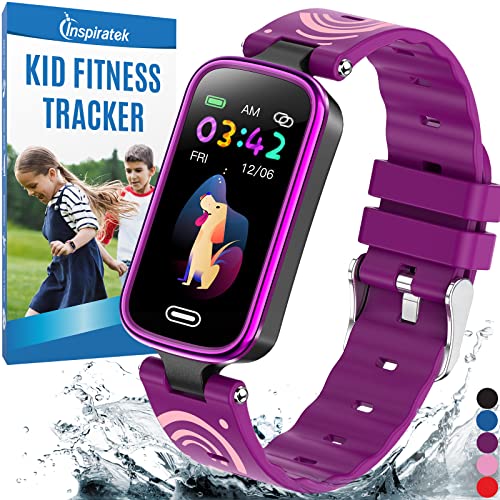 Inspiratek Kids Fitness Tracker for Age 5-16,2022 Upgraded Tracker Kids Watch,Waterproof Watch for Kids with Pedometer,Sleep Monitor & Calorie Counter,Fitness Watch for Kids Girls Boys Teen (Purple) Inspiratek Kids Fitness Tracker for Age 5-16,2022 Upgraded Tracker Kids Watch,Waterproof Watch for Kids with Pedometer,Sleep Monitor & Calorie Counter,Fitness Watch for Kids Girls Boys Teen (Purple)