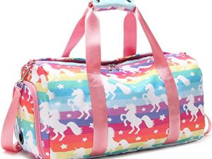 Kids Dance Duffle Bag Girls Sports Gym Bag Small Weekender Overnight Bags Carry On Travel Duffel for Kids Teen Girls