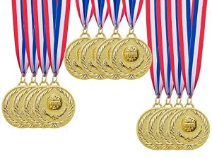 IHPUKIDI 12 Pack Gold Award Medals Olympic Style Metal Winner Medals Gold Prizes for Sports