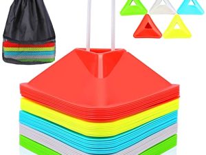 GIEMIT Disc Cones 40 Packs Soccer Cones for Drills Multicolor Agility Training Cones with Holder and Carrying Bag