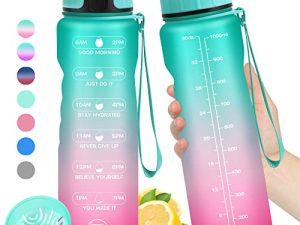 32oz Motivational Water Bottle with Times to Drink