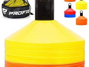 Pro Disc Cones (Set of 50) - Agility Soccer Cones with Carry Bag and Holder for Sports Training