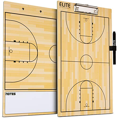 Elite Clipboards Dry Erase Basketball Coaches Clipboard | Double-Sided Basketball Marker Board Elite Clipboards Dry Erase Basketball Coaches Clipboard | Double-Sided Basketball Marker Board