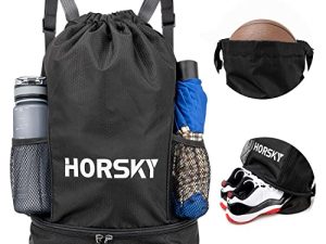 Horsky Drawstring Backpack Sports Dry Wet Separation Gym Bag with Shoes Compartment Sackpack for Men Women Children Heavy Duty Swim Beach Bag 2020 New