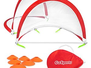 GoSports Portable Pop-Up Soccer Goals for Backyard - Kids & Adults - Set of Two Nets with Agility Training Cones and Carrying Case