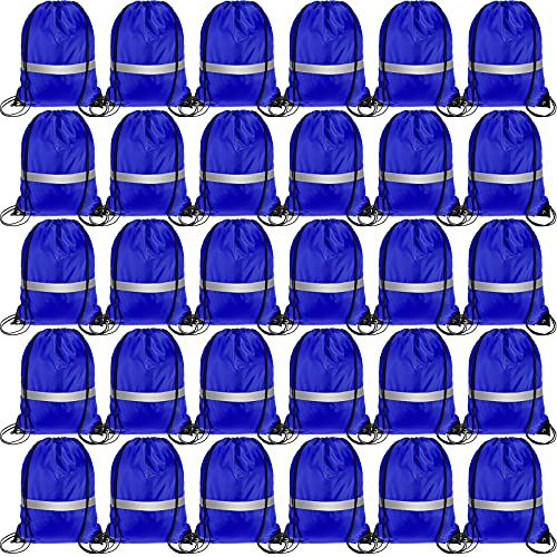 30 Pieces Reflective Drawstring Backpack Bags Sports Gym Cinch Bags Cinch Sack Tote Bags for School Yoga Sport Traveling (Blue) 30 Pieces Reflective Drawstring Backpack Bags Sports Gym Cinch Bags Cinch Sack Tote Bags for School Yoga Sport Traveling (Blue)