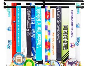 Miayork Medal Holder Display Hanger Rack Frame for Over 40 Medals-Sports Medal Hanger and Ribbon Display Holder Rack with Easy Hanging Bars